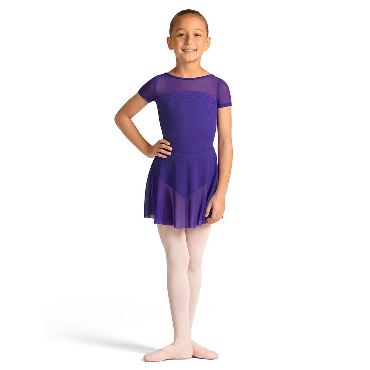 Mirella Girls Celestia Mesh Skirt Child 6X-7 Violet - DanceSupplies.com