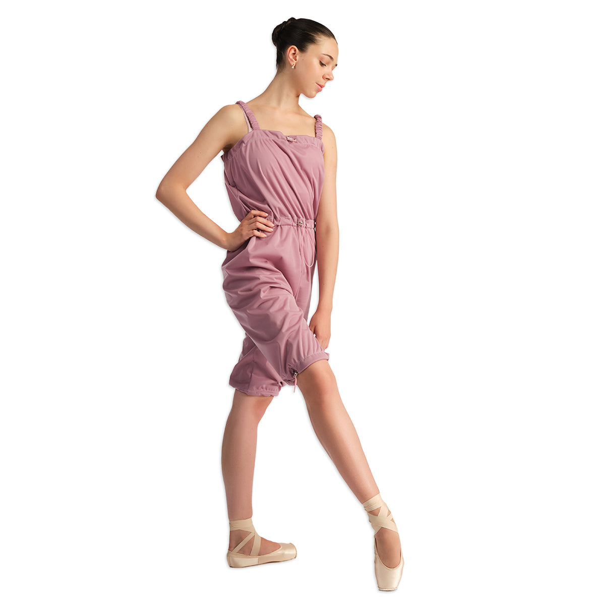 Nikolay Bobbie Warmup Shortard Romper Child 10-11 Dusty Pink - DanceSupplies.com