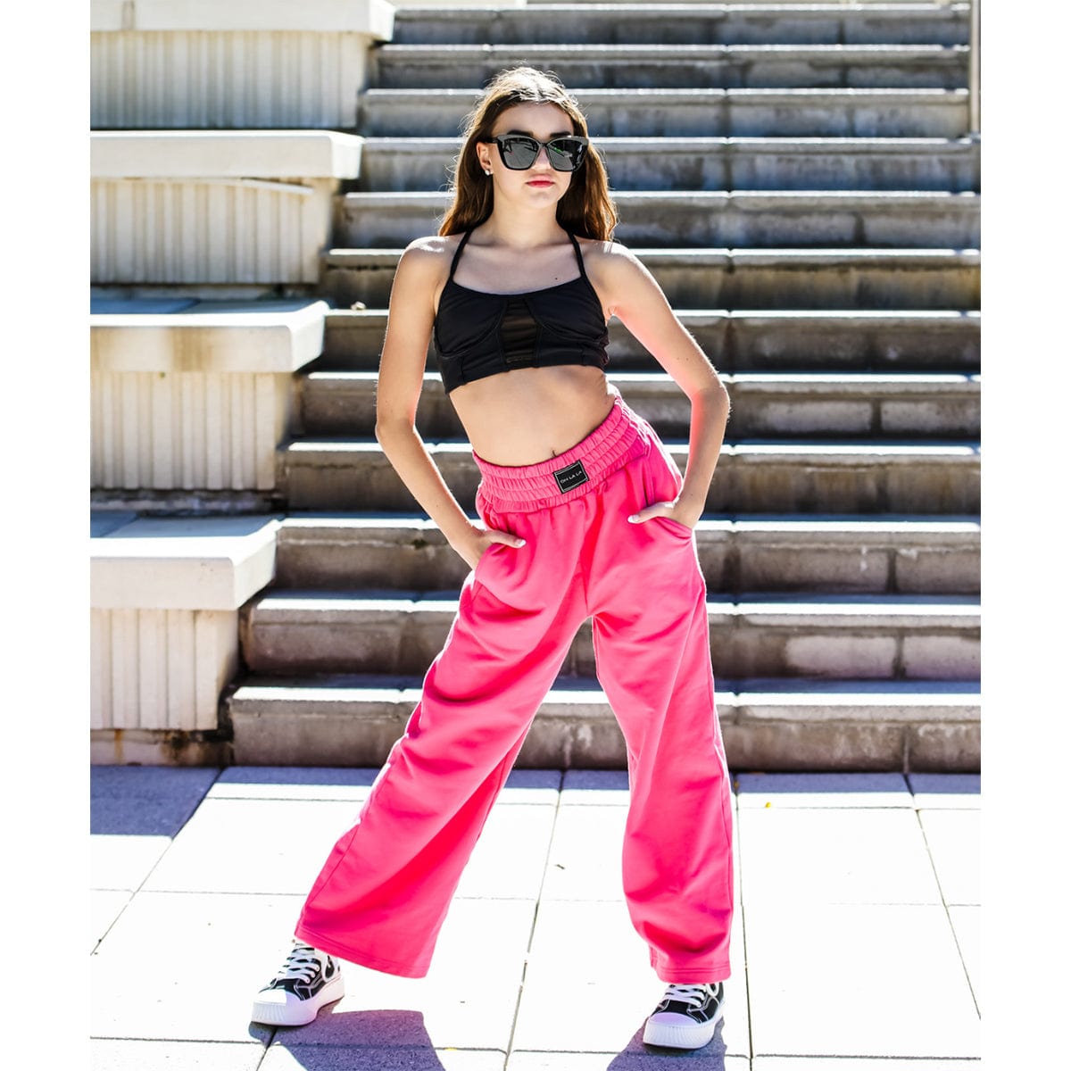 Oh La La Wide Leg Lounge Pants Child I Hot Pink - DanceSupplies.com
