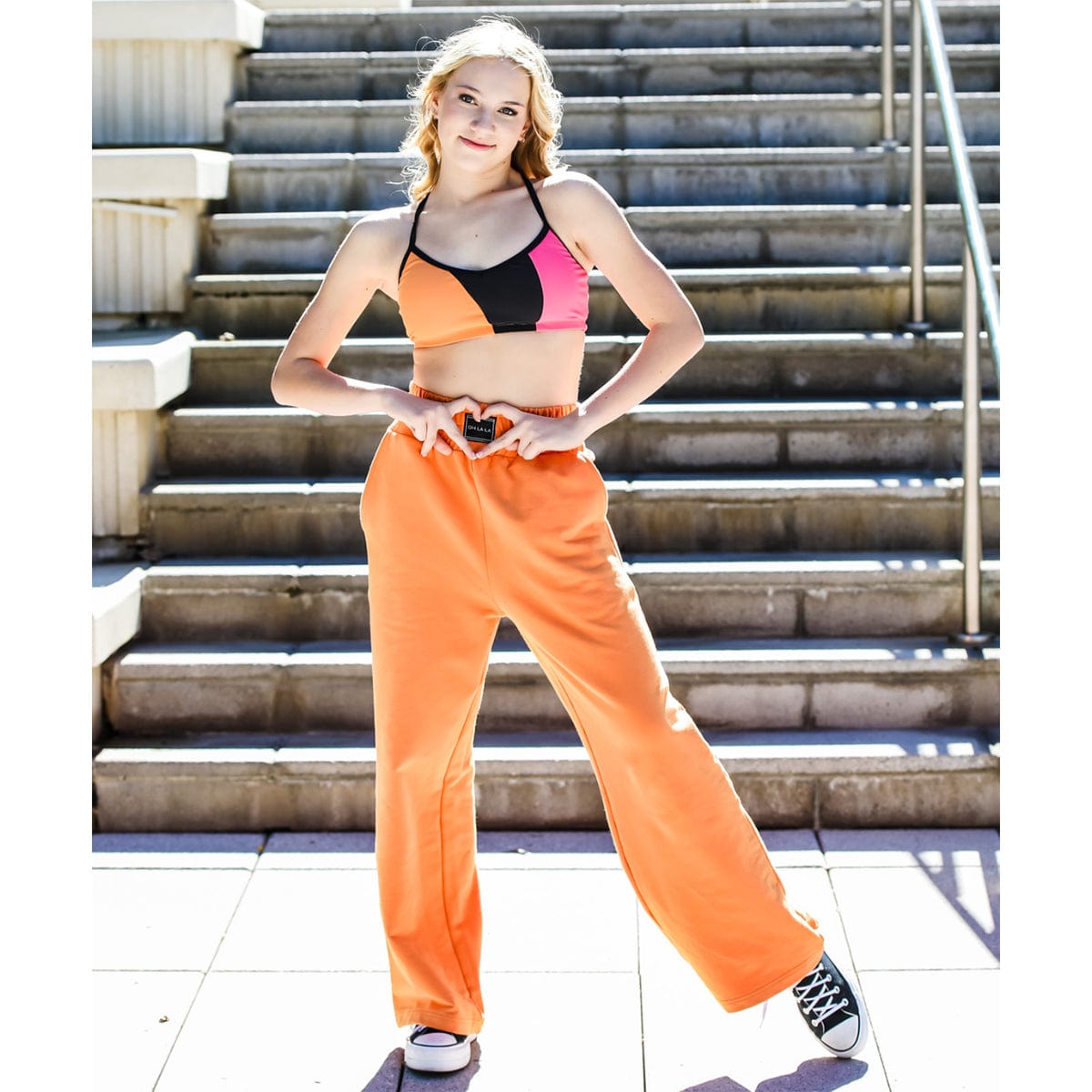 Oh La La Wide Leg Lounge Pants Child I Tangerine - DanceSupplies.com
