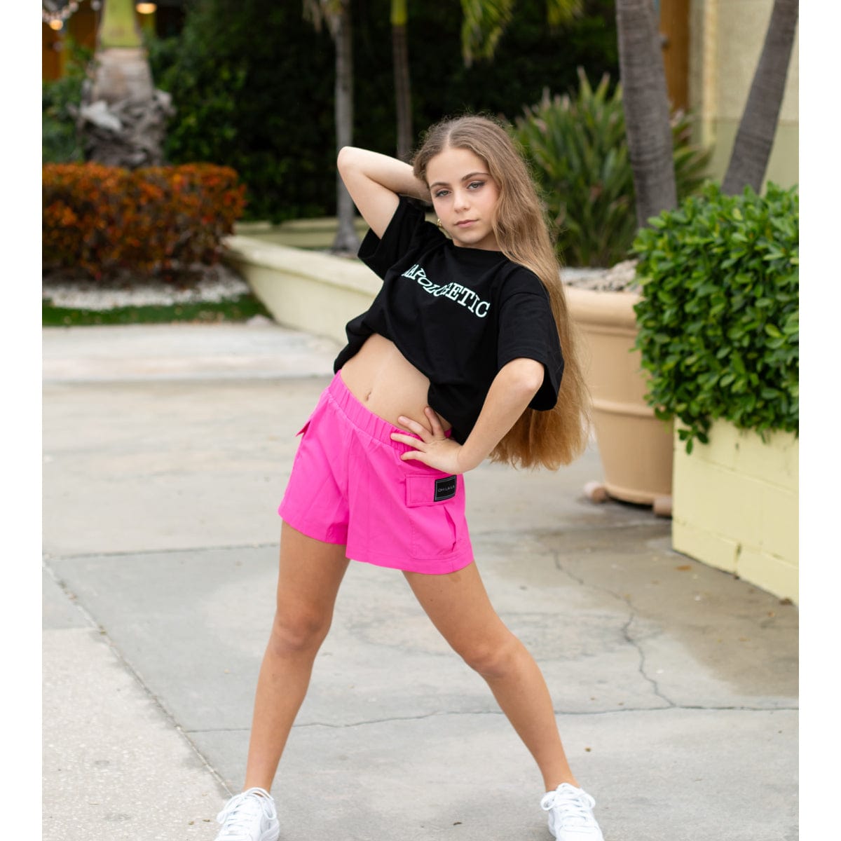 Oh La La Run With It Cargo Shorts Child I Neon Pink - DanceSupplies.com