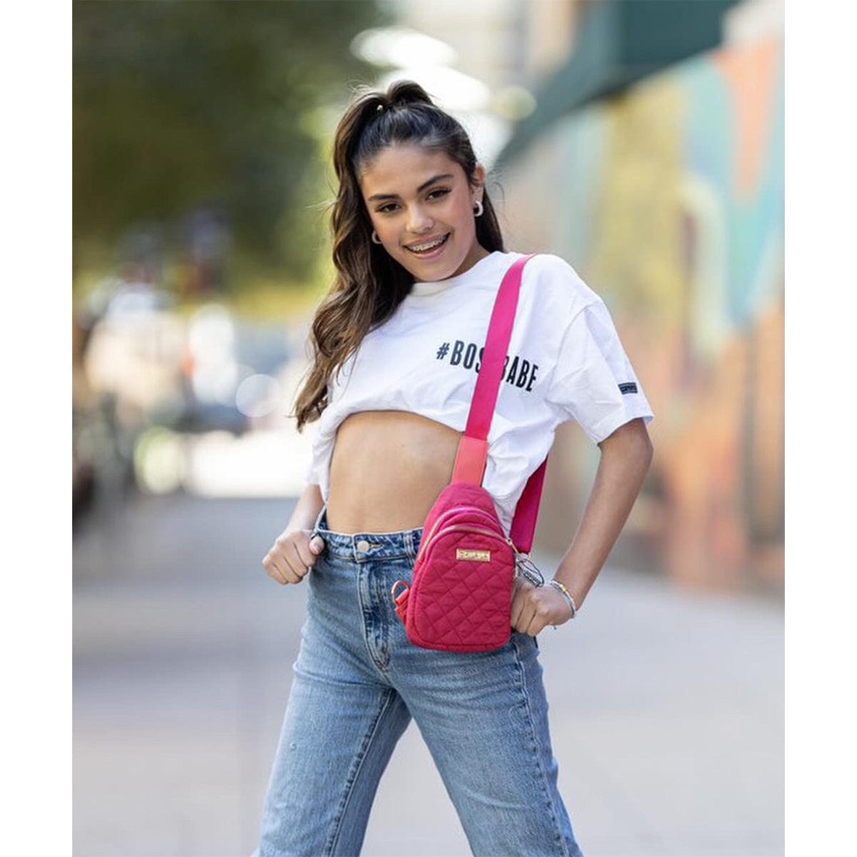 Oh La La On The Move Puffer Sling Bag Hot Pink - DanceSupplies.com