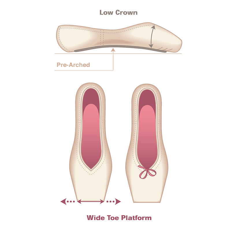 Russian Pointe Rubin U-Cut Drawstring Pointe Shoes - Flexible Medium Shank   - DanceSupplies.com