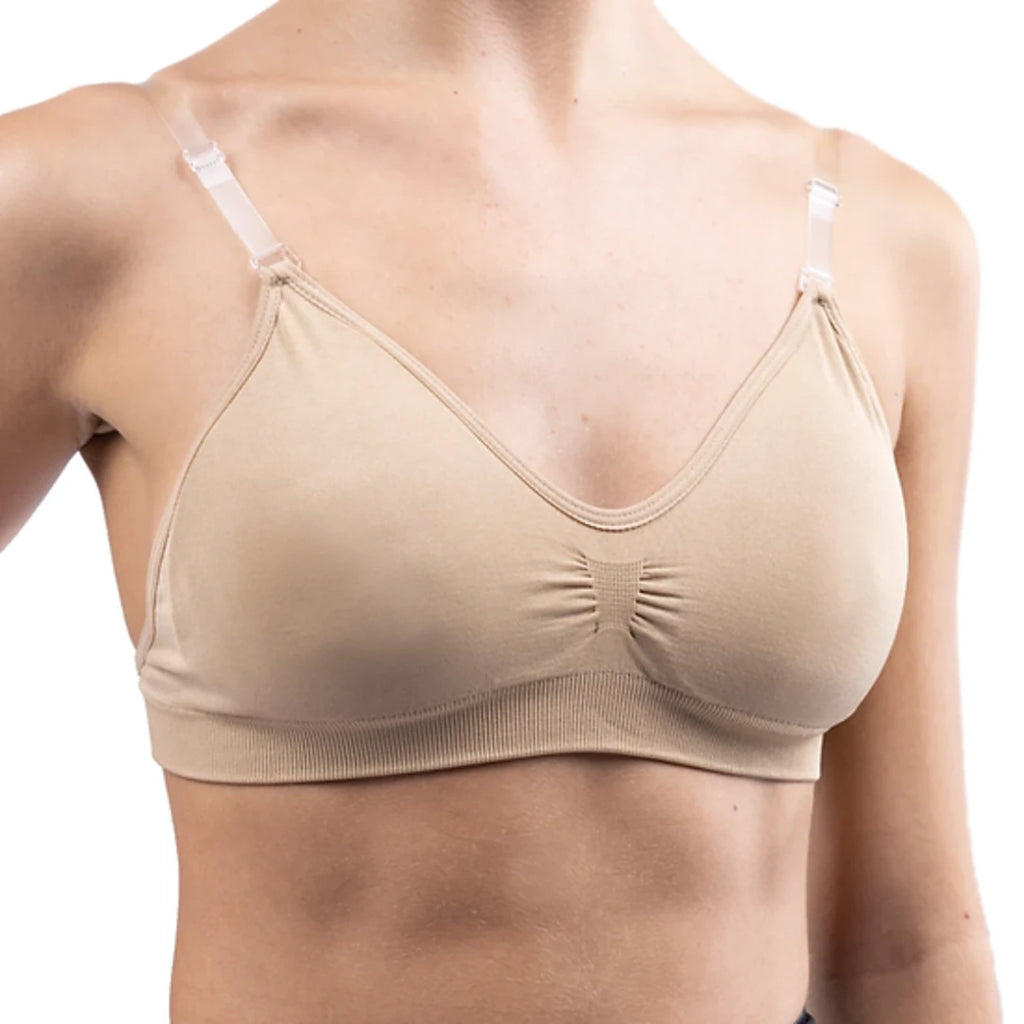 Silky Dance Clear Back Bra with Removable Padding Adult XS Nude - DanceSupplies.com