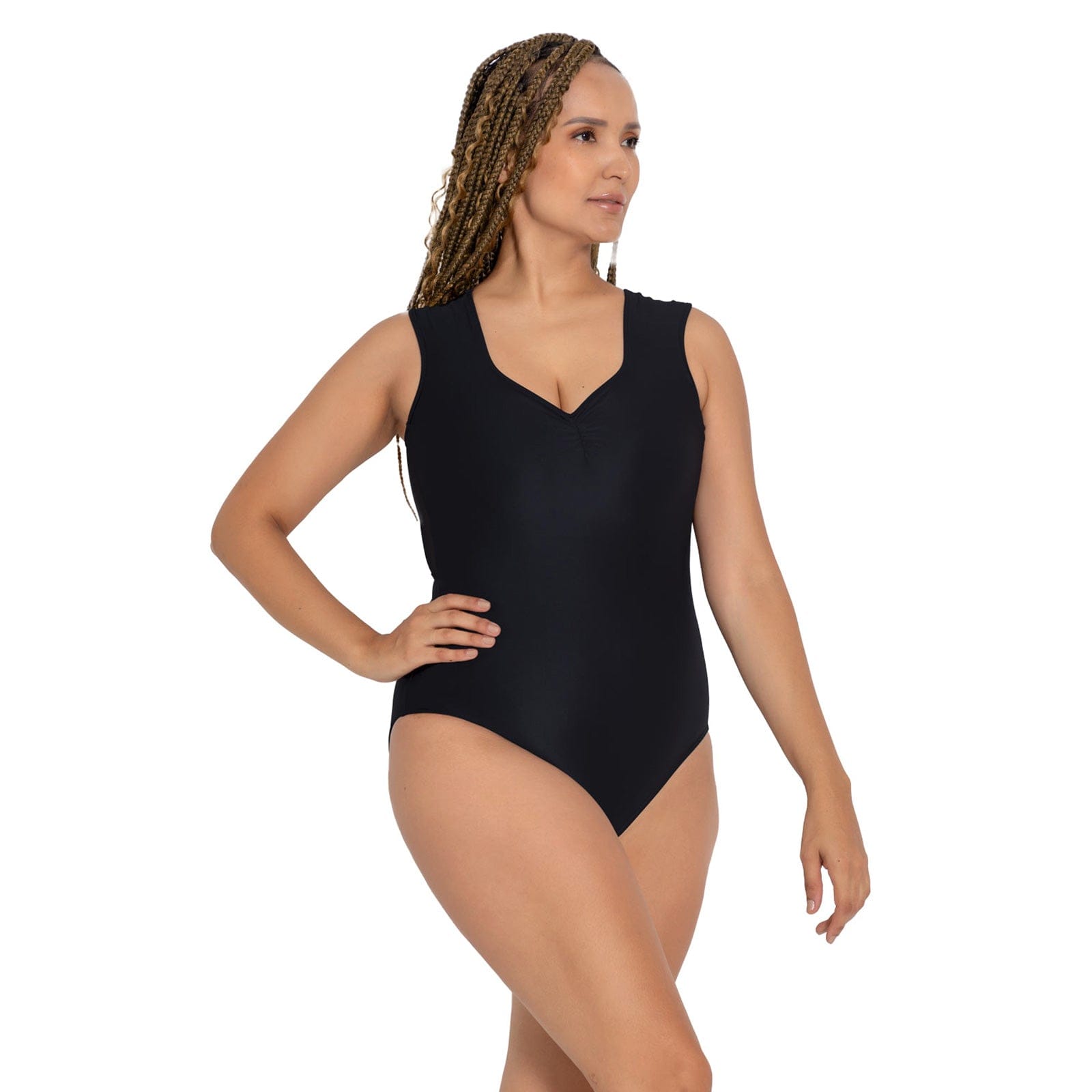 So Danca Adult Annie Leotard - Curvy Adult M Black - DanceSupplies.com