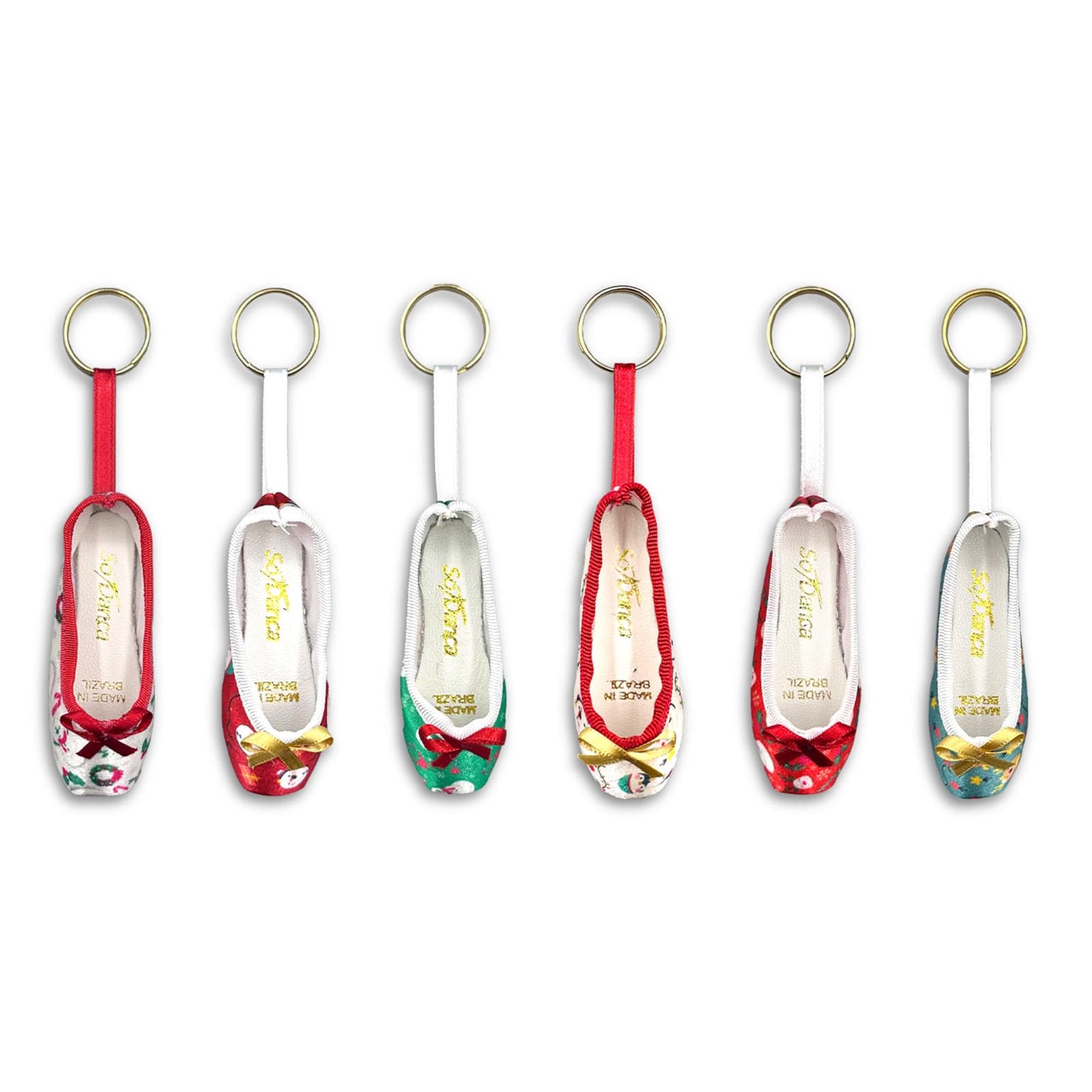 So Danca Holiday Mini Pointe Shoe Keychain - DanceSupplies.com