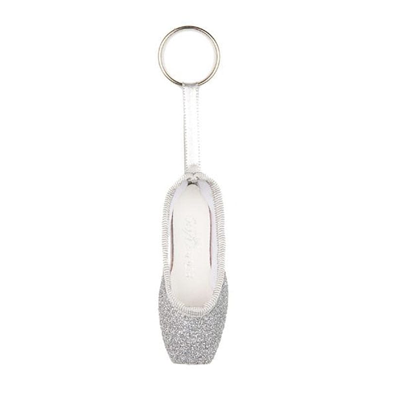 So Danca Glitter Mini Pointe Shoe Keychain Silver - DanceSupplies.com