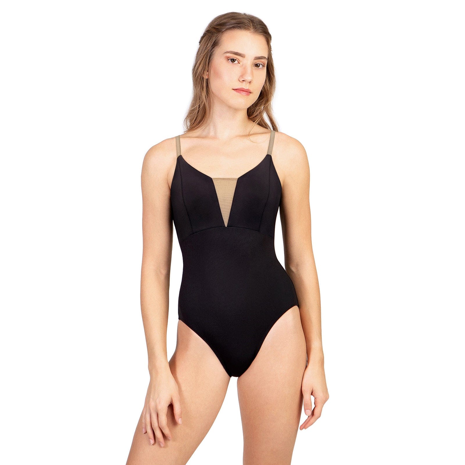 Suffolk 25th Anniversary Adult V-Front Camisole Leotard Adult P Black - DanceSupplies.com