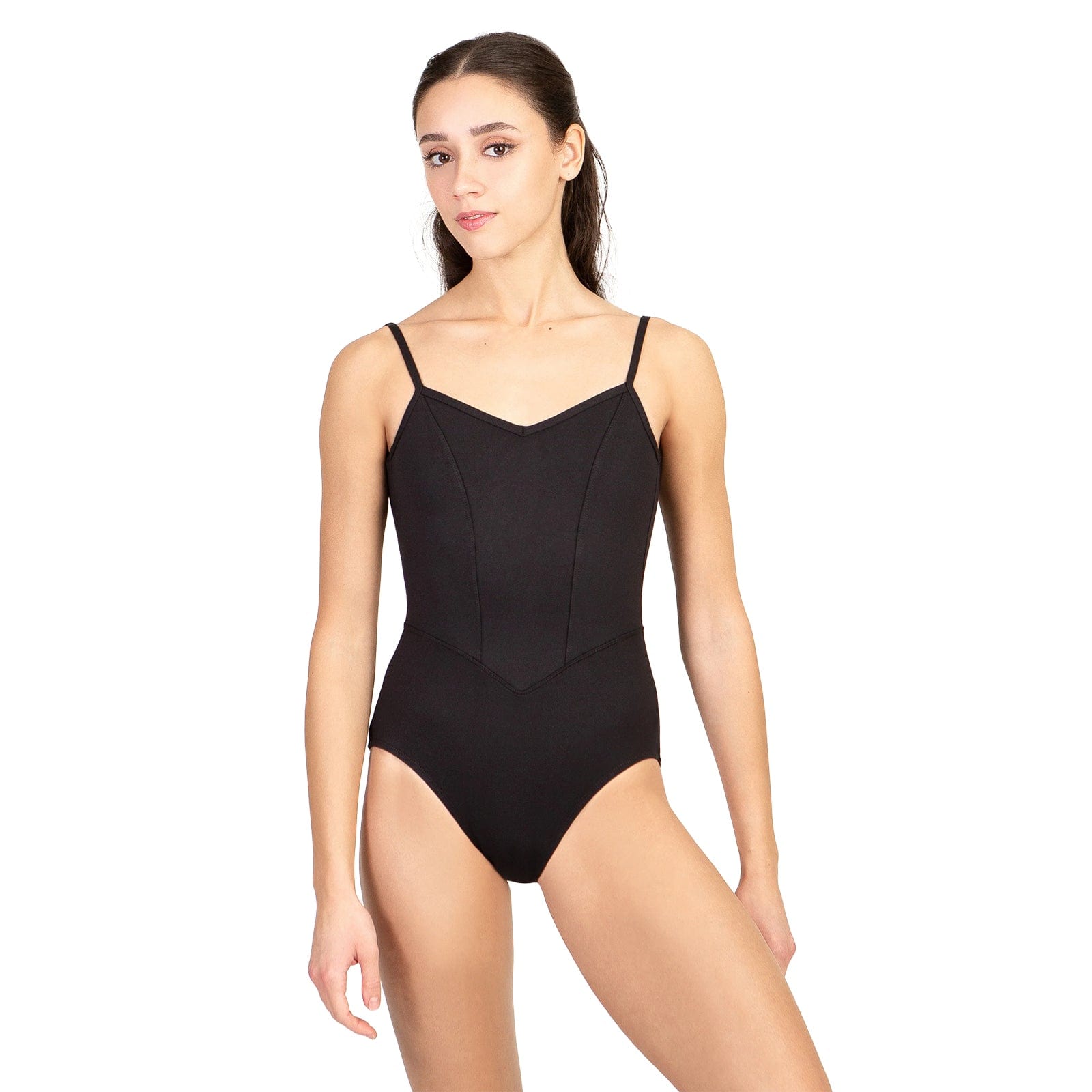 Suffolk Adult V Waist Camisole Leotard Adult P Black - DanceSupplies.com