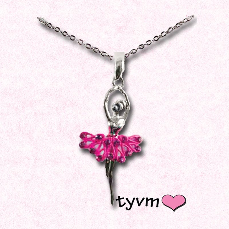 TYVM Ballerina Necklace With Crystals Fuchsia - DanceSupplies.com