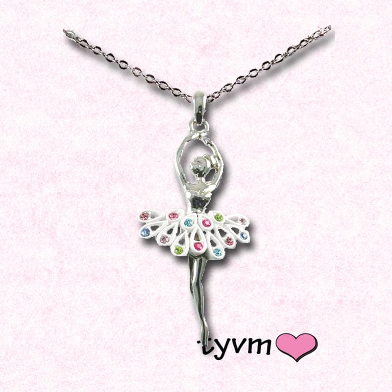 TYVM Ballerina Necklace With Crystals Rainbow - DanceSupplies.com