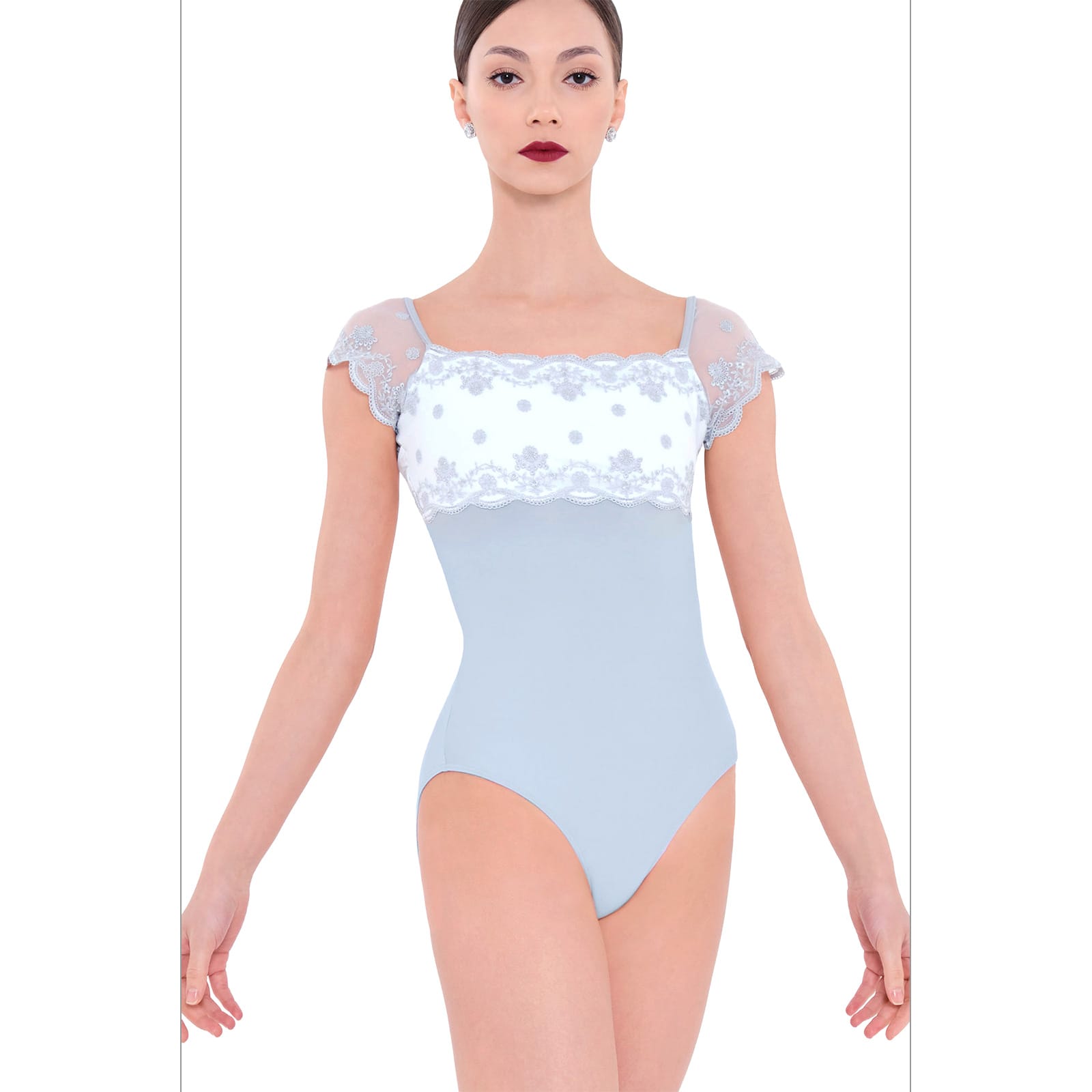Wear Moi Adult Narcisse Leotard Adult XS Grey/White - DanceSupplies.com