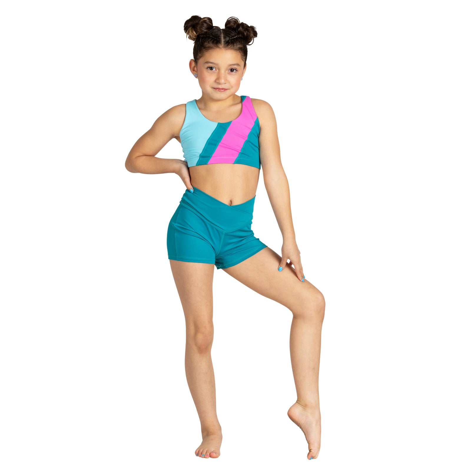 XO Dance V-Cation Shorts Child 4-6 Teal - DanceSupplies.com