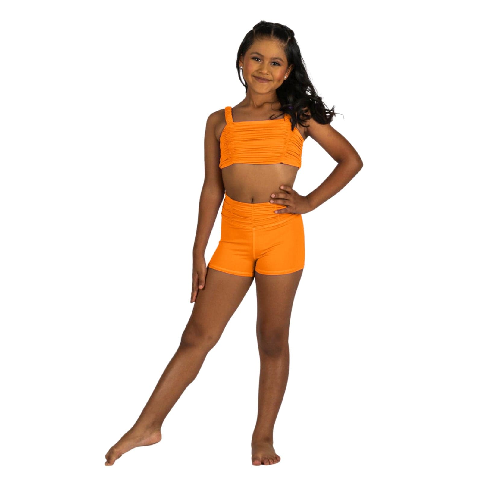 XO Dance Sassy Scrunch Shorts Child 4-6 Orange Pop - DanceSupplies.com