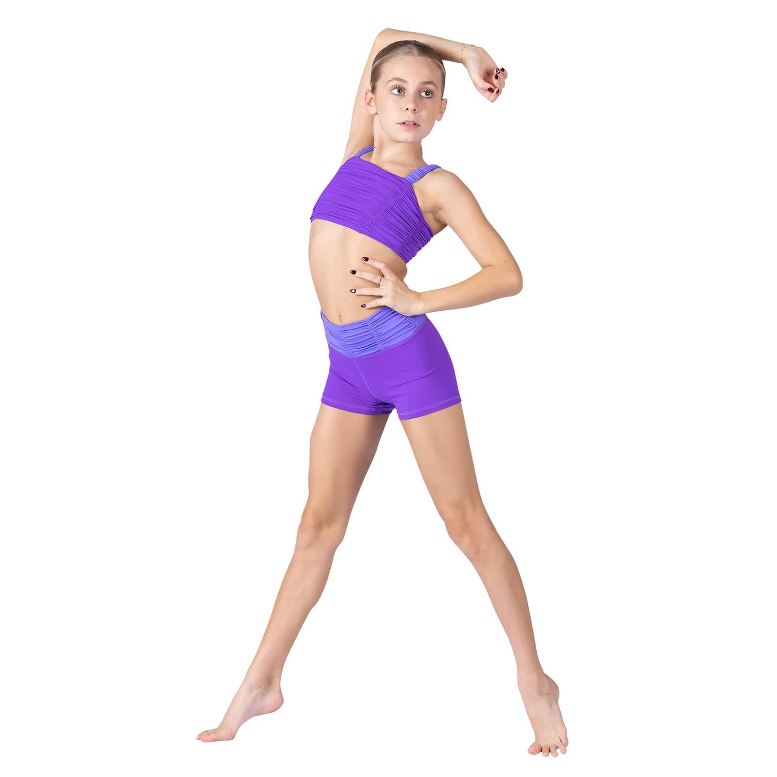 XO Dance Sassy Scrunch Shorts Child 4-6 Purple Rain - DanceSupplies.com
