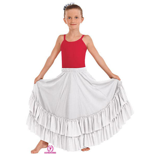 Eurotard Double Ruffle Skirt Child M White - DanceSupplies.com