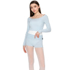 Aluvie Mia Roll Down Shorts Light Blue - DanceSupplies.com