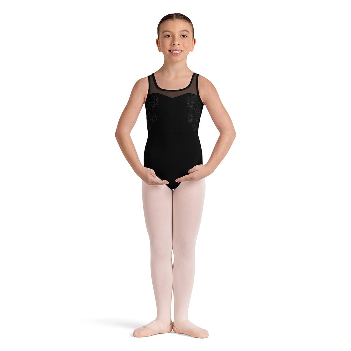 Bloch Girls Lulu Floral Leotard Child 8-10 Black - DanceSupplies.com