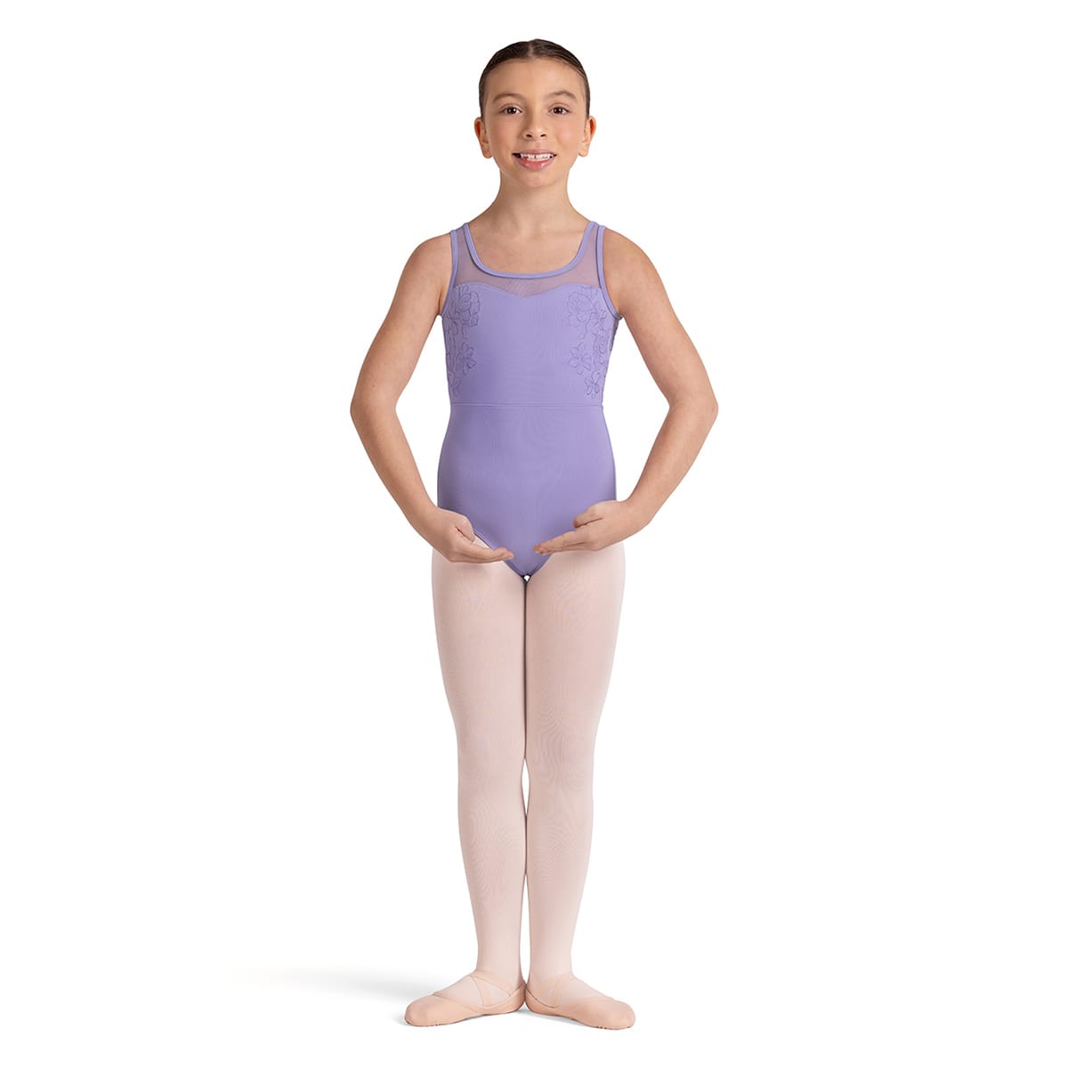 Bloch Girls Lulu Floral Leotard Child 4-6 Lilac - DanceSupplies.com