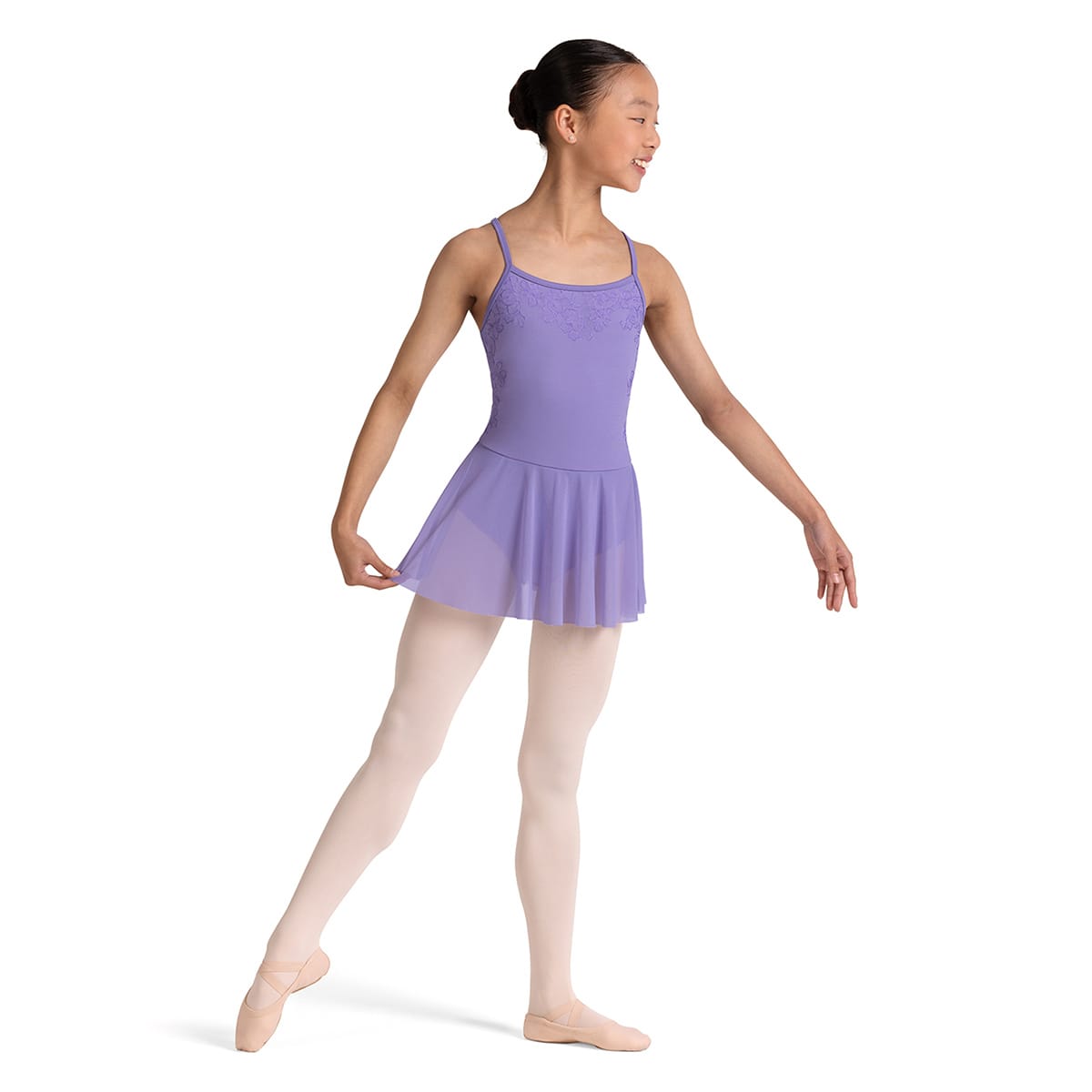 Bloch Girls Jesse Floral Skirted Leotard Child 2-4 Lilac - DanceSupplies.com