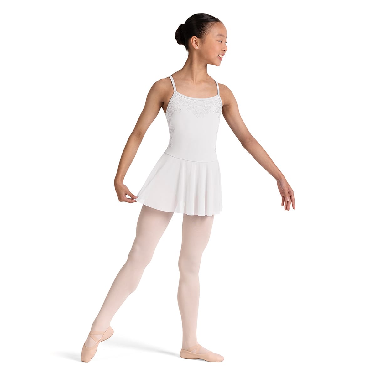 Bloch Girls Jesse Floral Skirted Leotard Child 2-4 White - DanceSupplies.com