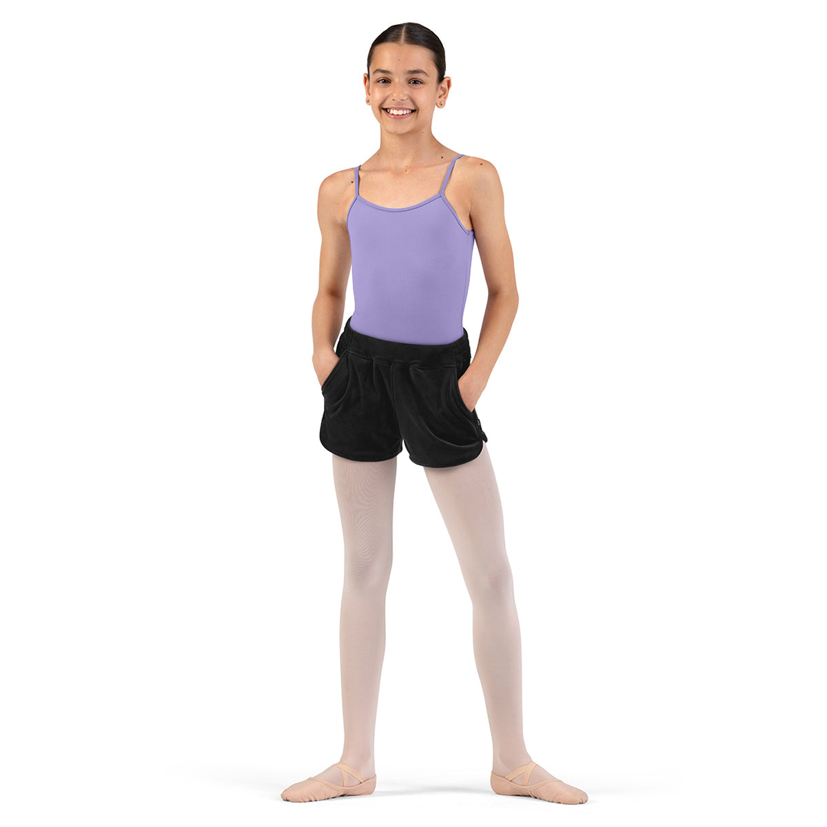 Bloch Girls Kelly Velvet Shorts Child 10 Black - DanceSupplies.com
