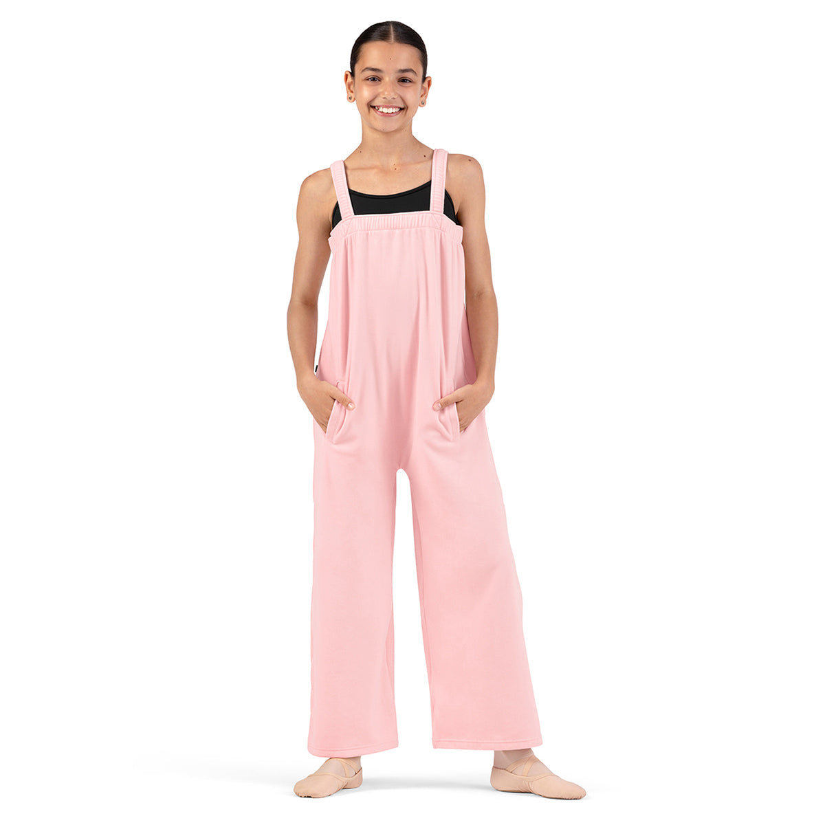 Bloch Girls Susan Velvet Jumpsuit Child 6X-7 Candy Pink - DanceSupplies.com