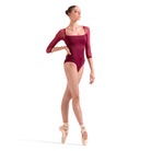 Bloch Ladies Arabesque 3/4 Sleeve Leotard Adult P Plum Berry - DanceSupplies.com