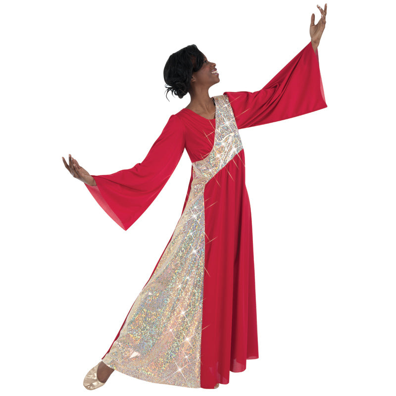 Body Wrappers Stained Glass Asymmetrical Bell Sleeve Dress   - DanceSupplies.com