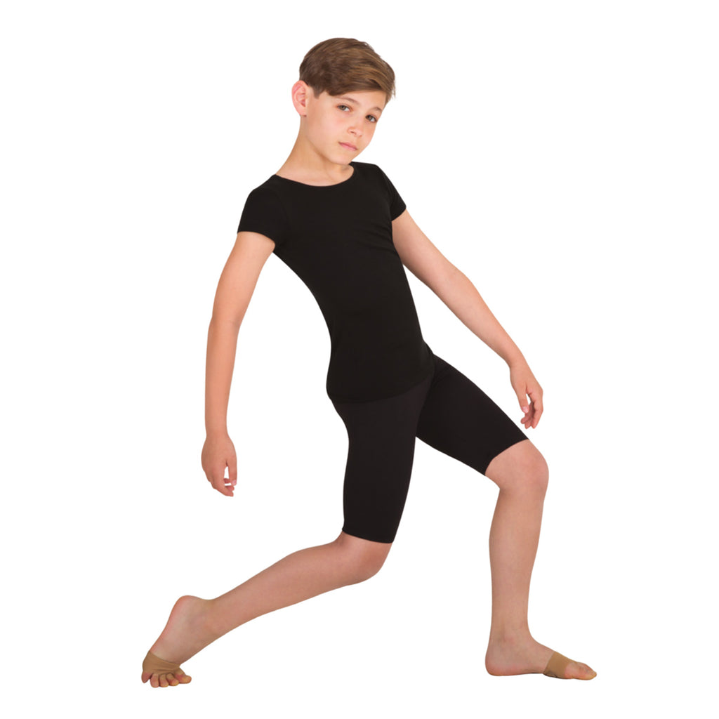 Body Wrappers Boy's Short Sleeve Pullover Child 7-8 Black - DanceSupplies.com