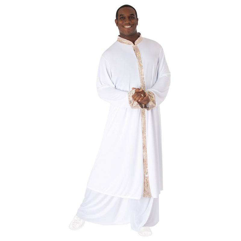 Body Wrappers Stained Glass Praise Robe Child 9-10 White/Gold - DanceSupplies.com