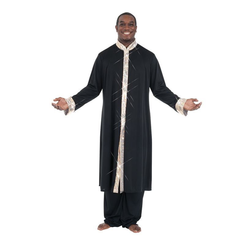 Body Wrappers Stained Glass Praise Robe Child 11-12 Black/Gold - DanceSupplies.com