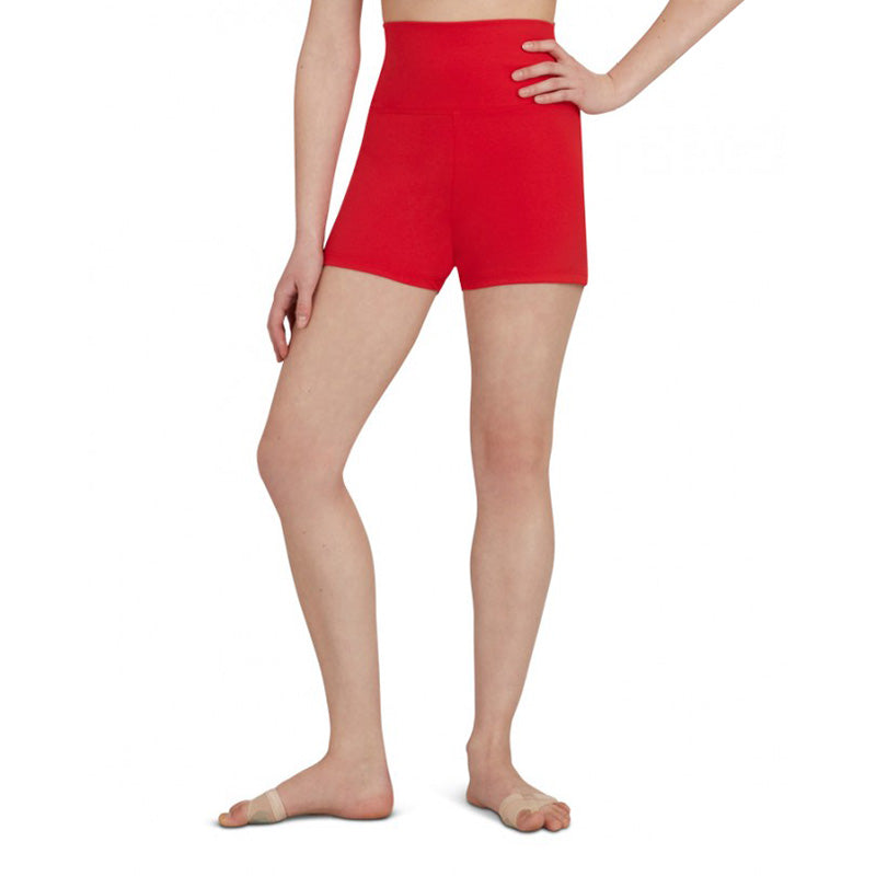 Capezio Adult High Waisted Shorts Adult XS Red - DanceSupplies.com