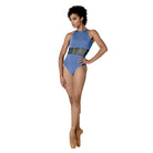 Danznmotion Adult Brigitte Halter Leotard Adult P Bijou Blue - DanceSupplies.com