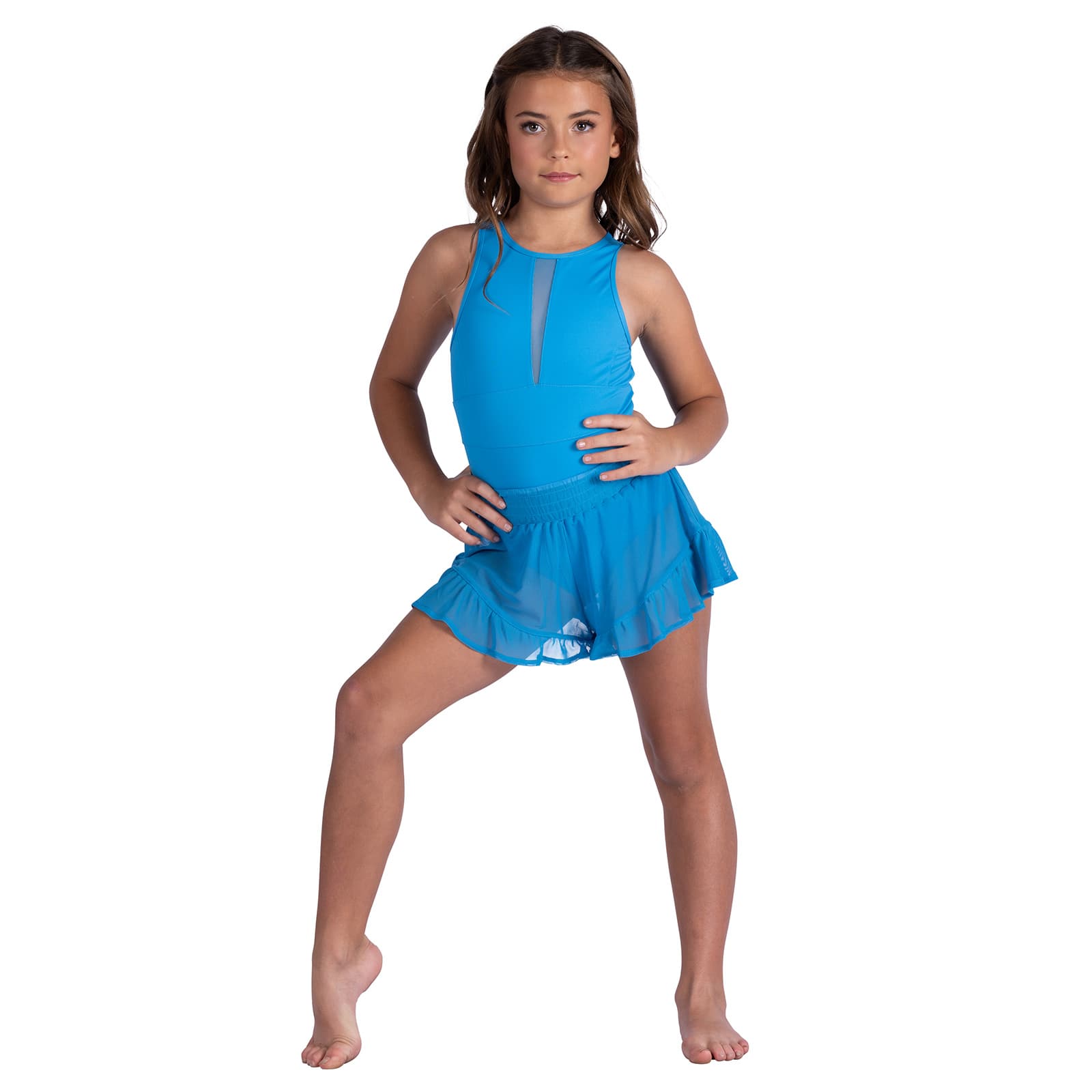 Danznmotion Child Lyric Mesh Shorts Child 6X-7 Caribbean Pop - DanceSupplies.com