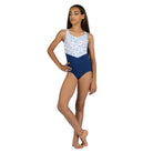Danznmotion Child Floral Tank Leotard Child 4-6 Blue - DanceSupplies.com