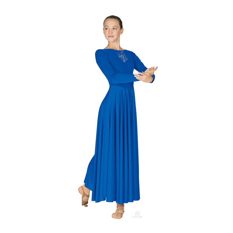 Eurotard Dress with Shining Gold Cross Applique | DanceSupplies.com Adult XL / Royal Eurotard Dress with Shining Gold Cross Applique | DanceSupplies.com Adult XL / Royal
