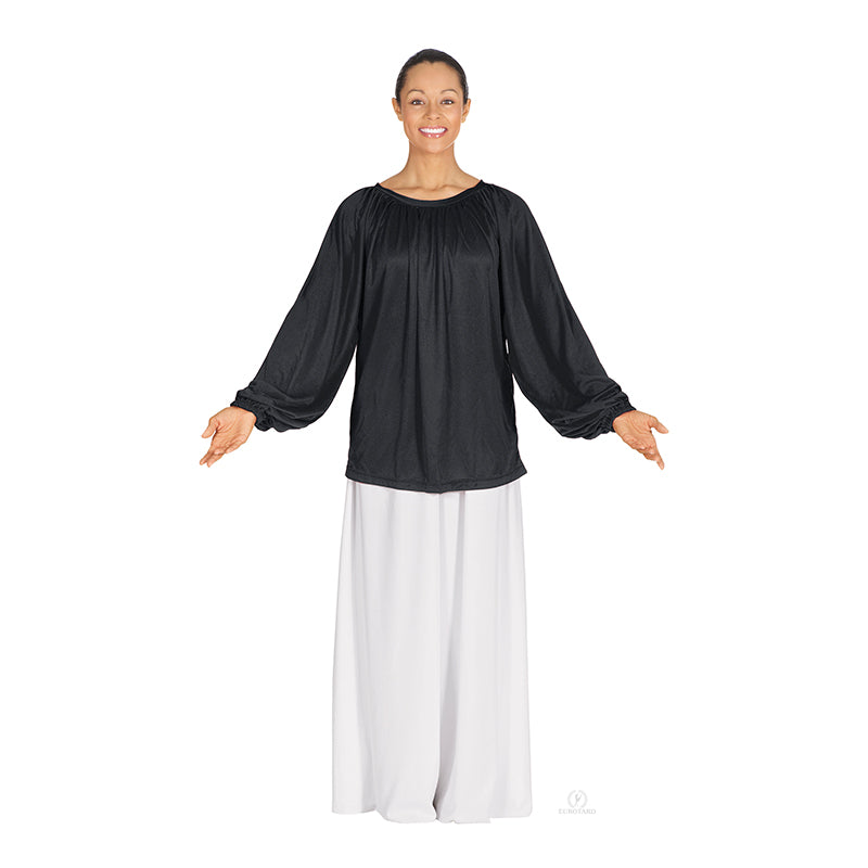 Eurotard Unisex Polyester Long Sleeve Peasant Style Top Adult S Black - DanceSupplies.com