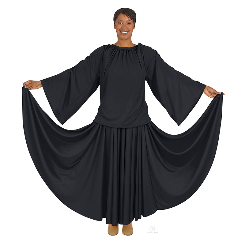 Eurotard Unisex Polyester Angel Sleeve Blouse Adult S Black - DanceSupplies.com
