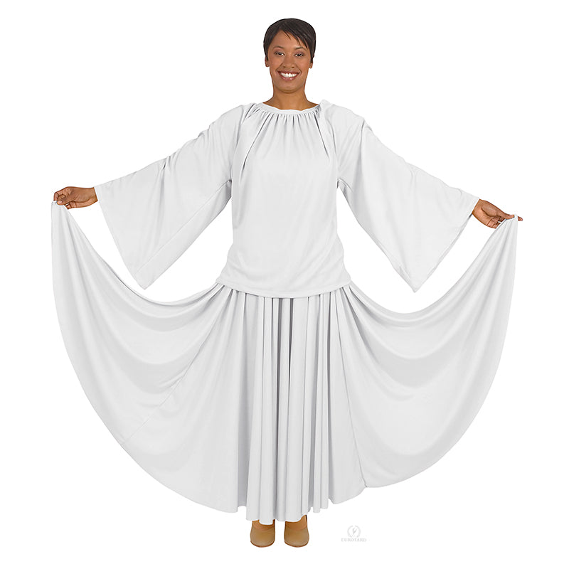 Eurotard Unisex Polyester Angel Sleeve Blouse Adult S White - DanceSupplies.com