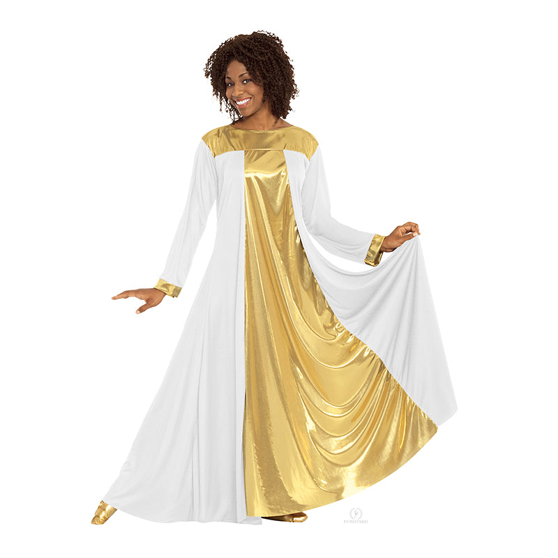 Eurotard Resurrection Dress Adult S/M White/Gold - DanceSupplies.com
