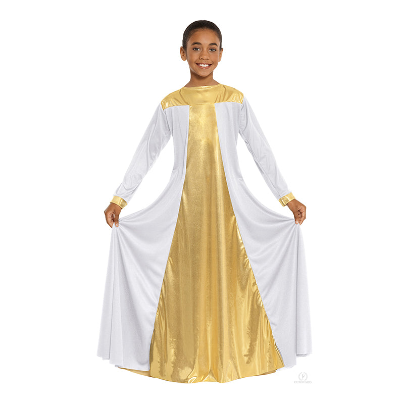 Eurotard Resurrection Dress Child S/M White/Gold - DanceSupplies.com