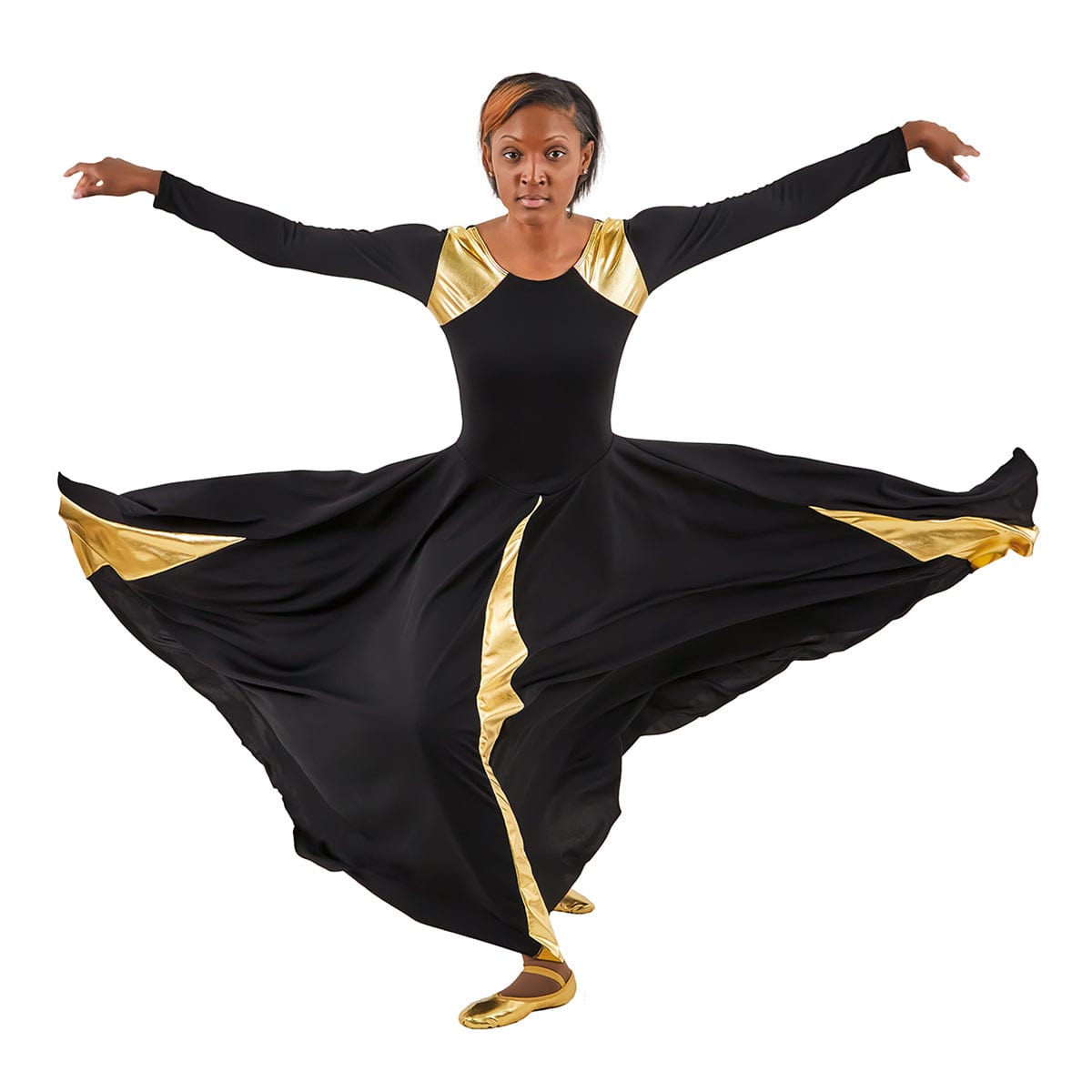 Eurotard High Favor Warrior Dress | DanceSupplies.com Adult L / Black/Gold Eurotard High Favor Warrior Dress | DanceSupplies.com Adult L / Black/Gold