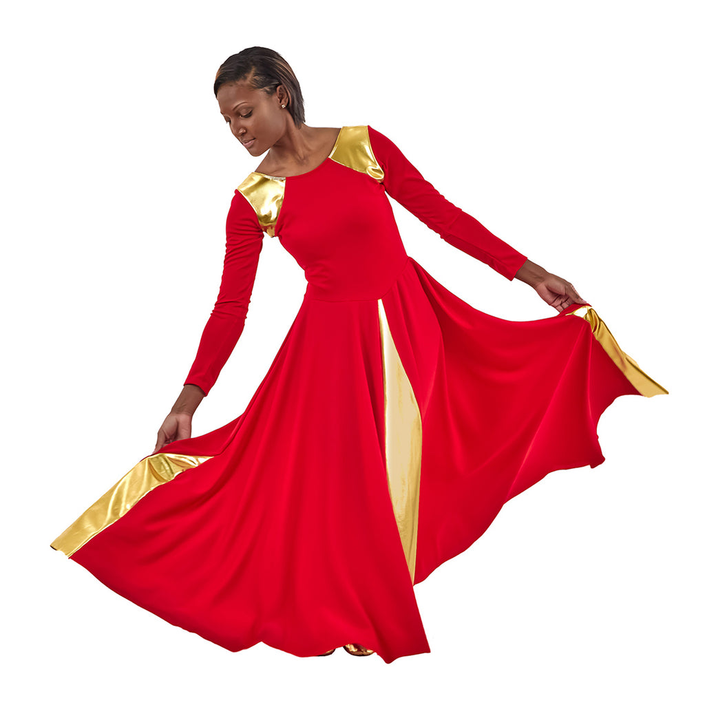Eurotard High Favor Warrior Dress Adult S Red/Gold - DanceSupplies.com