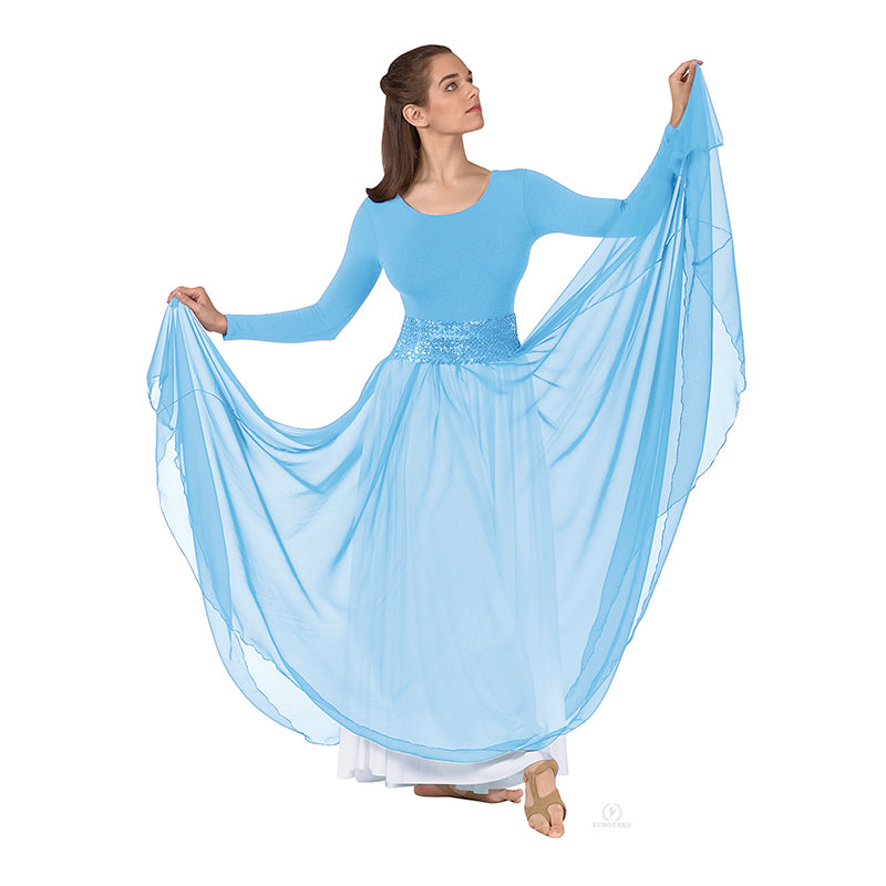 Eurotard Chiffon Overlay Skirt Adult Light Blue - DanceSupplies.com