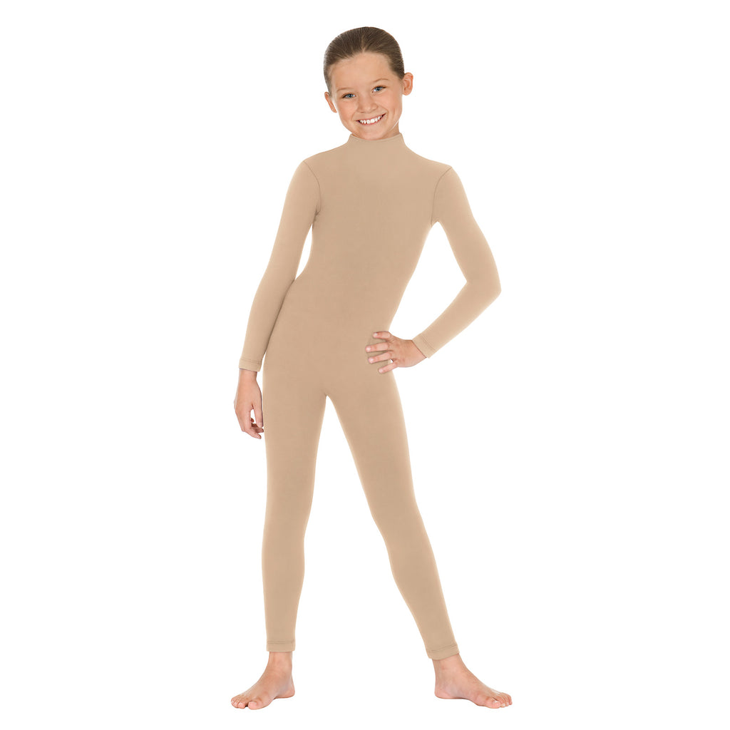 Eurotard Child's Mock Neck Long Sleeve Unitard Child M Nude - DanceSupplies.com