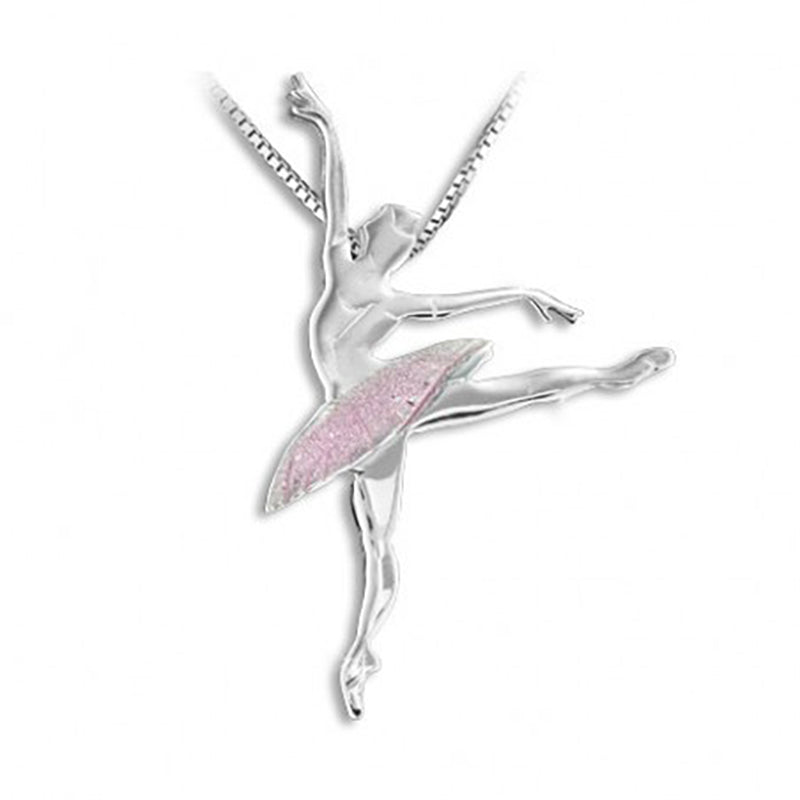 Mikelart Sterling Silver Necklace With Sugar Plum Fairy Pendant - Pink   - DanceSupplies.com