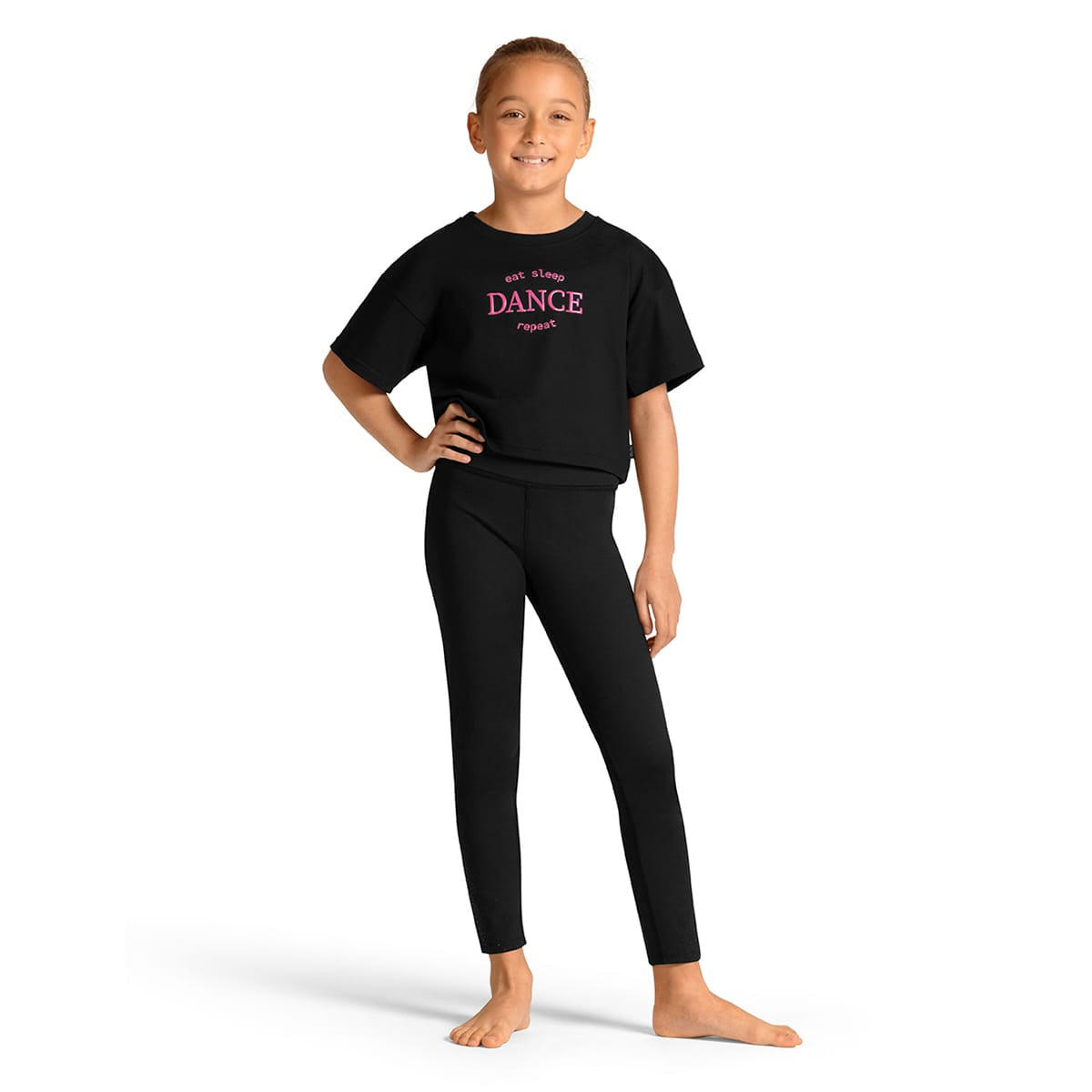 Mirella Child Celestia Printed Crop Top Child 6X-7 Black - DanceSupplies.com