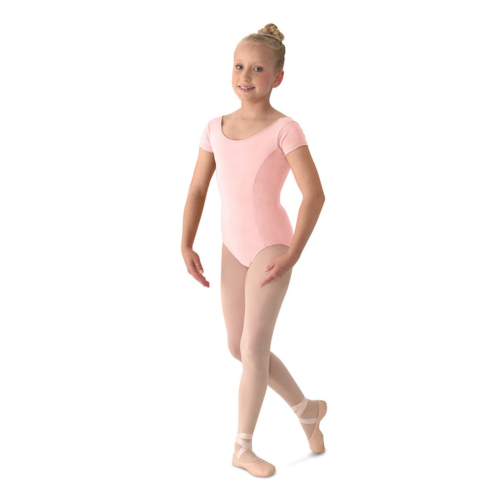 Mirella Girl's Cap Sleeve Leotard Child XS Pale Pink - DanceSupplies.com