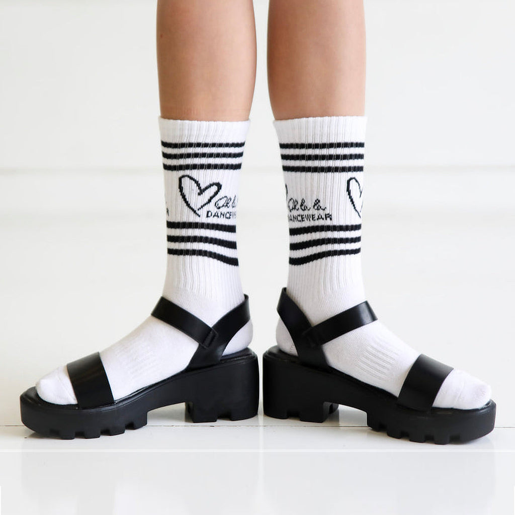 Oh La La Logo Socks White/Black  - DanceSupplies.com
